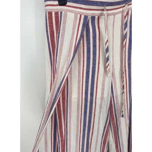 EXPRESS Womens High Waisted Striped Linen-Blend Split Leg Pants Size Large - Picture 7 of 7